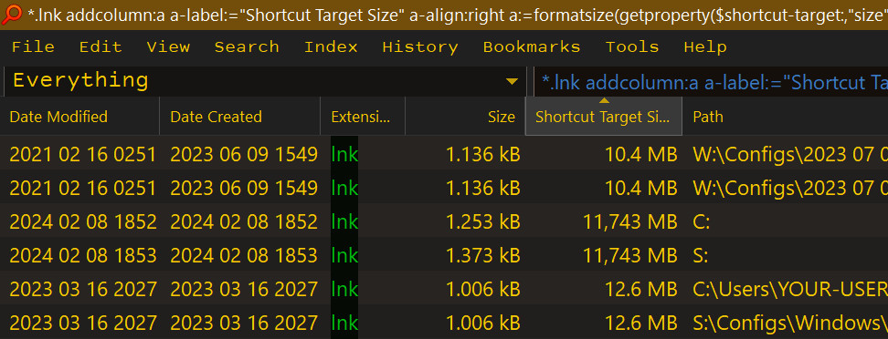 Everything Target Size Column sorting issue.jpg
