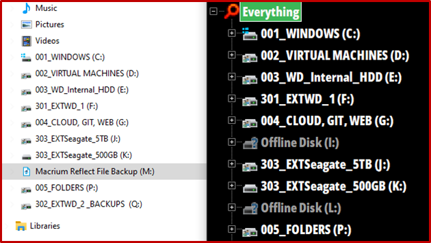 File Explorer beside the Folder list in Everything