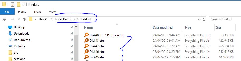 Everything EFU files on disk